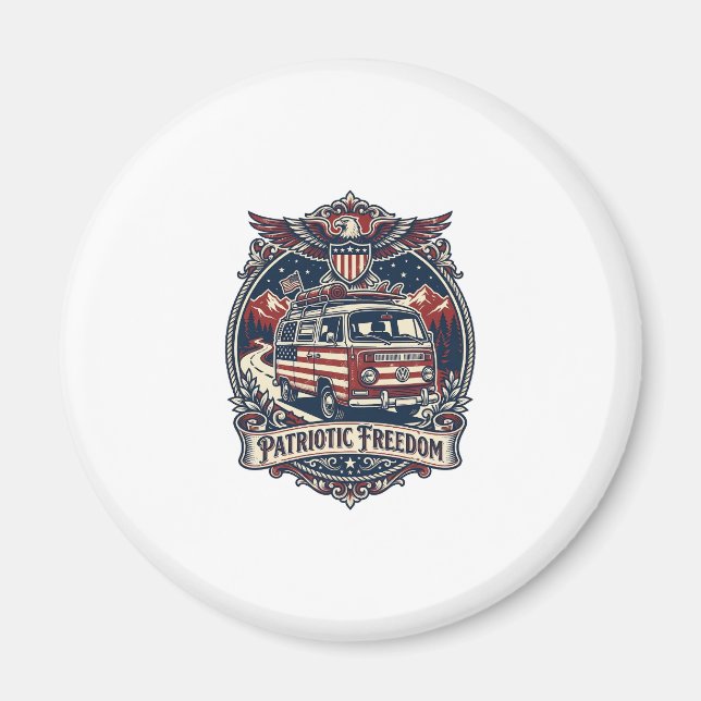 Patriotic Van Life Vector Graphic Tee_1 Magnet (Front)