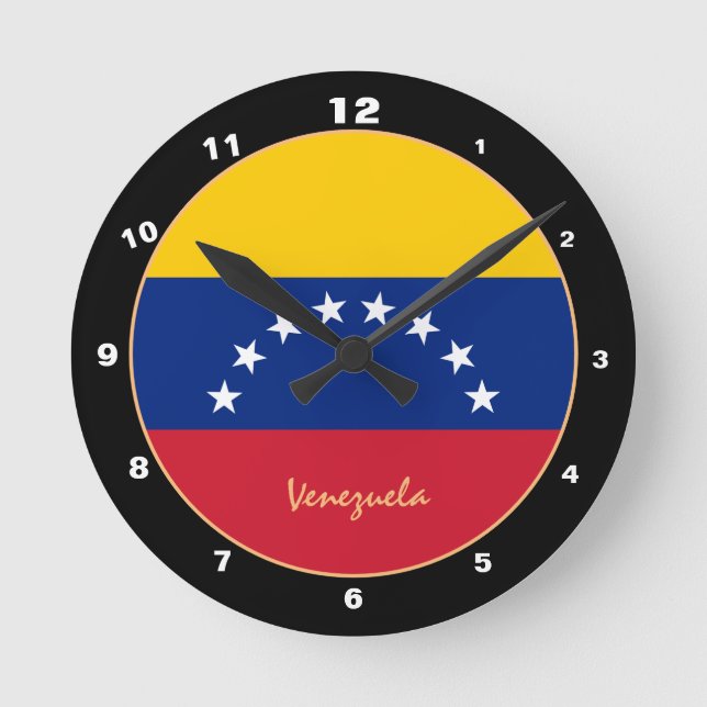 Patriotic Venezuela Flag, Venezuela Home / design Round Clock (Front)