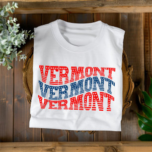 Patriotic Vermont Red and Blue Boho T-Shirt 