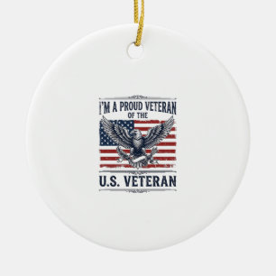 Patriotic Veteran Eagle Vintage Engraving Shirt De Ceramic Tree Decoration