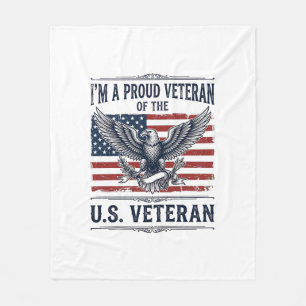 Patriotic Veteran Eagle Vintage Engraving Shirt De Fleece Blanket