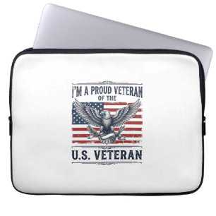 Patriotic Veteran Eagle Vintage Engraving Shirt De Laptop Sleeve
