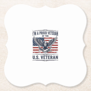 Patriotic Veteran Eagle Vintage Engraving Shirt De Paper Coaster