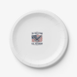 Patriotic Veteran Eagle Vintage Engraving Shirt De Paper Plate