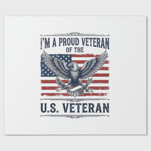 Patriotic Veteran Eagle Vintage Engraving Shirt De Wrapping Paper