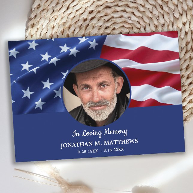 Patriotic Veteran Flag Funeral Memorial Thank You Card (Creator Uploaded)