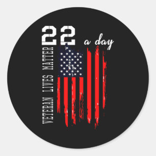 Patriotic Veteran Lives 22 Day Classic Round Sticker