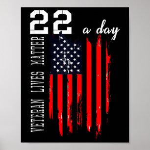 Patriotic Veteran Lives P.t.s.d 22 Day Suicide Awa Poster