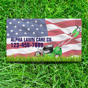 Patriotic Veteran Yard Landscaping Grass Mowing  Business Card