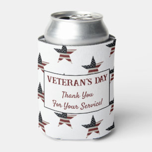 Patriotic Veteran's Day American Flag Star Can Cooler