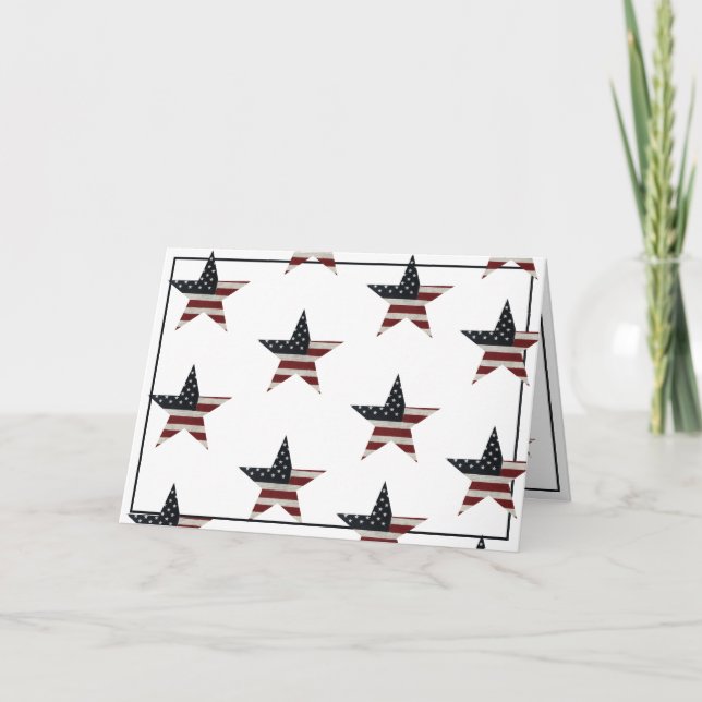 Patriotic Veteran's Day American Flag Star Card (Front)