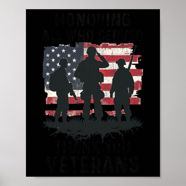Patriotic Veterans Day Honouring All Who Served Am Poster (Front)