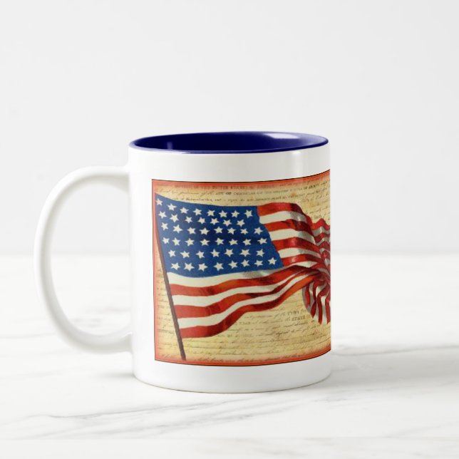 Patriotic Vintage American Flag Beverage Mug (Left)