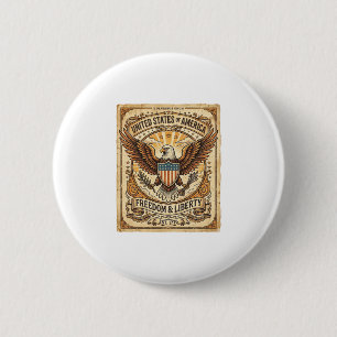 Patriotic Vintage Bald Eagle Distressed 6 Cm Round Badge