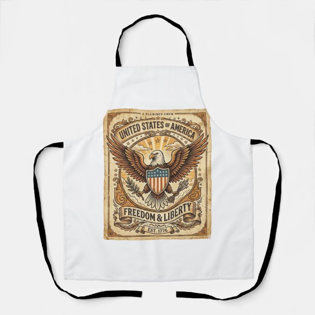 Patriotic Vintage Bald Eagle Distressed Apron (Front)
