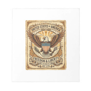 Patriotic Vintage Bald Eagle Distressed Notepad