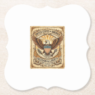 Patriotic Vintage Bald Eagle Distressed Paper Coaster