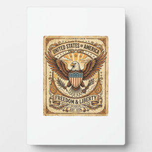 Patriotic Vintage Bald Eagle Distressed Plaque