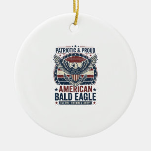 Patriotic Vintage Bald Eagle Distressed T-Shirt (3 Ceramic Tree Decoration
