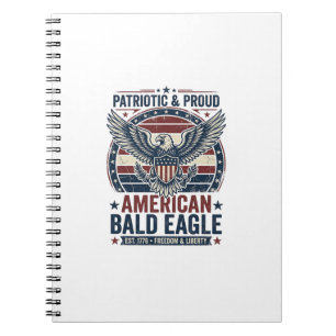 Patriotic Vintage Bald Eagle Distressed T-Shirt (3 Notebook