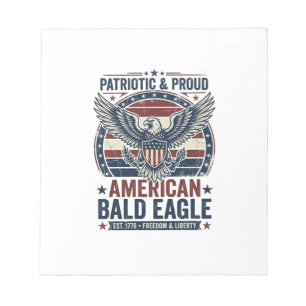 Patriotic Vintage Bald Eagle Distressed T-Shirt (3 Notepad