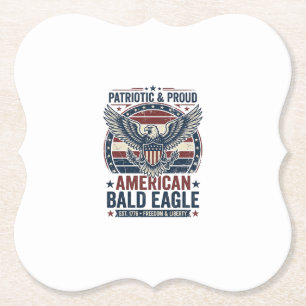 Patriotic Vintage Bald Eagle Distressed T-Shirt (3 Paper Coaster