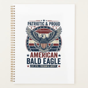 Patriotic Vintage Bald Eagle Distressed T-Shirt (3 Planner