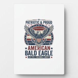 Patriotic Vintage Bald Eagle Distressed T-Shirt (3 Plaque