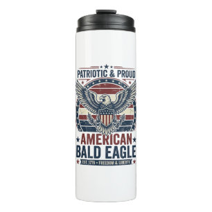 Patriotic Vintage Bald Eagle Distressed T-Shirt (3 Thermal Tumbler