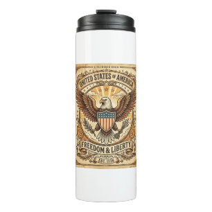 Patriotic Vintage Bald Eagle Distressed Thermal Tumbler