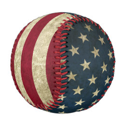 Patriotic Vintage Baseball with American Flag
