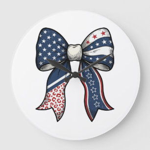 Patriotic Vintage Engraved Bow Vector Design_1 Large Clock