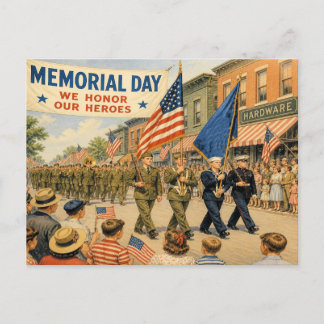 Patriotic Vintage-Style Memorial Day Postcard