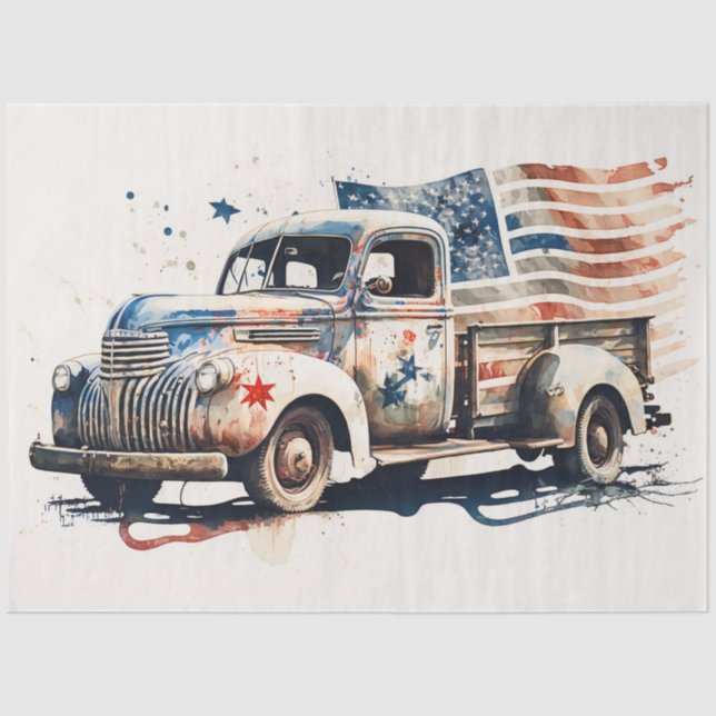 Patriotic Vintage Truck Tissue Paper (Front)