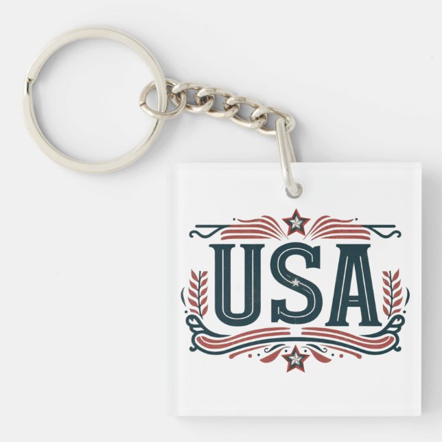 Patriotic, vintage USA  Key Ring (Front)