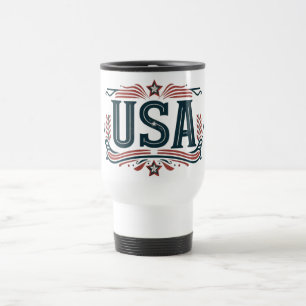 Patriotic, vintage USA Travel Mug