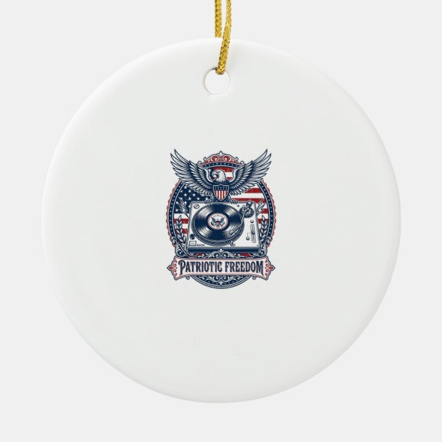 Patriotic Vinyl Collector Vector Graphic Tee Ceramic Tree Decoration (Front)
