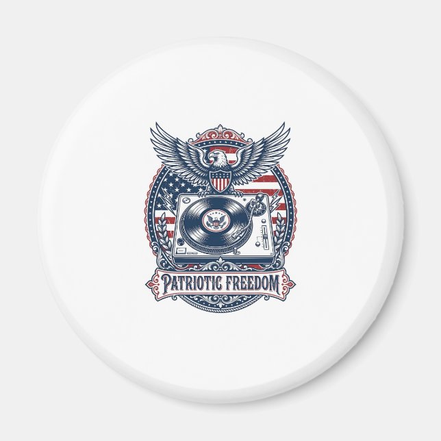 Patriotic Vinyl Collector Vector Graphic Tee Magnet (Front)