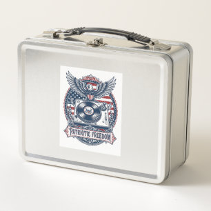 Patriotic Vinyl Collector Vector Graphic Tee Metal Lunch Box
