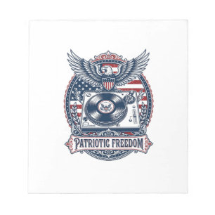 Patriotic Vinyl Collector Vector Graphic Tee Notepad