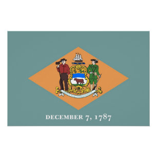 Patriotic wall poster with Flag of Delaware