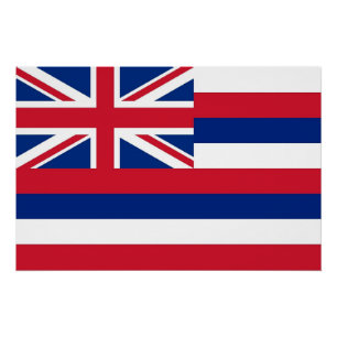 Patriotic wall poster with Flag of Hawaii