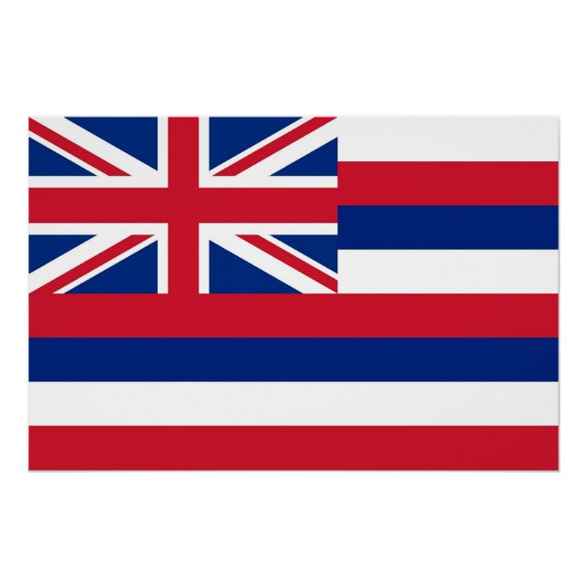 Patriotic wall poster with Flag of Hawaii (Front)