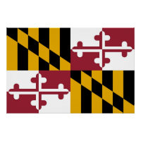 Patriotic wall poster with Flag of Maryland