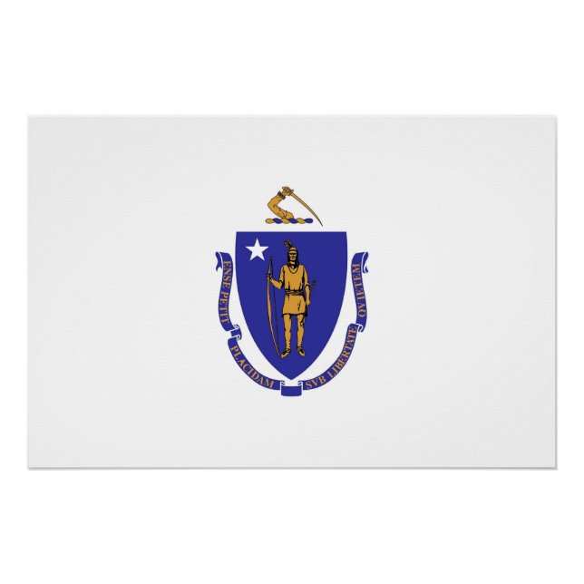 Patriotic wall poster with Flag of Massachusetts (Front)