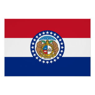 Patriotic wall poster with Flag of Missouri