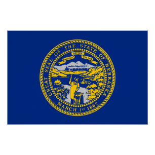 Patriotic wall poster with Flag of Nebraska