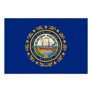 Patriotic wall poster with Flag of New Hampshire