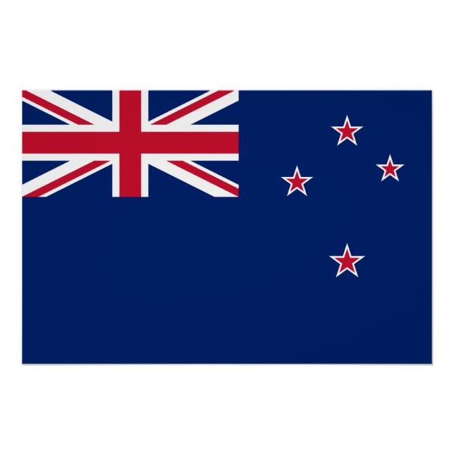 Patriotic wall poster with Flag of New Zealand (Front)