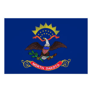 Patriotic wall poster with Flag of North Dakota